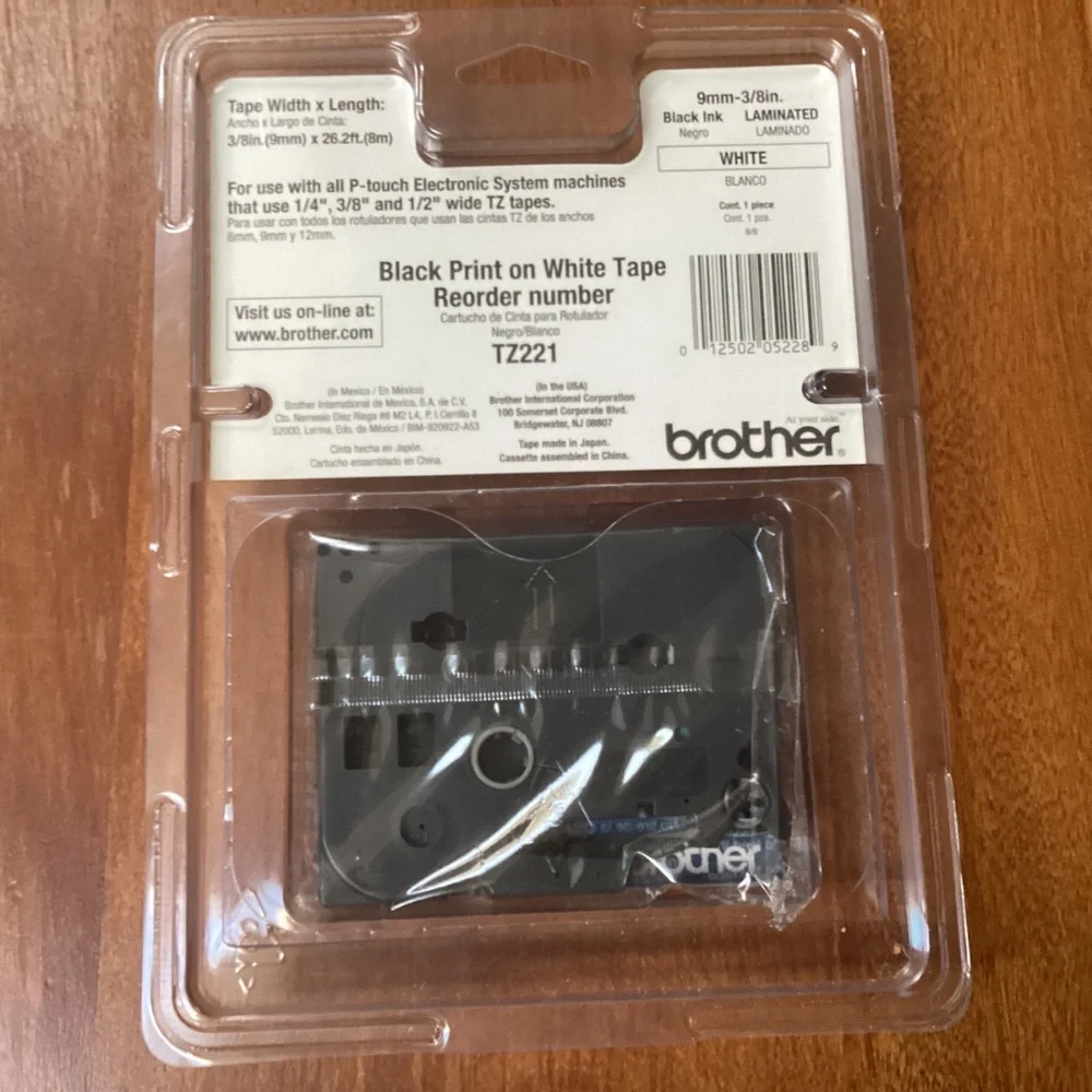 Brother TZ-121 P-touch Electronic Labeling System Tape 3/8” width (9mm)
